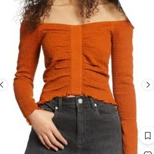 BP rust orange off shoulder too long sleeve large
